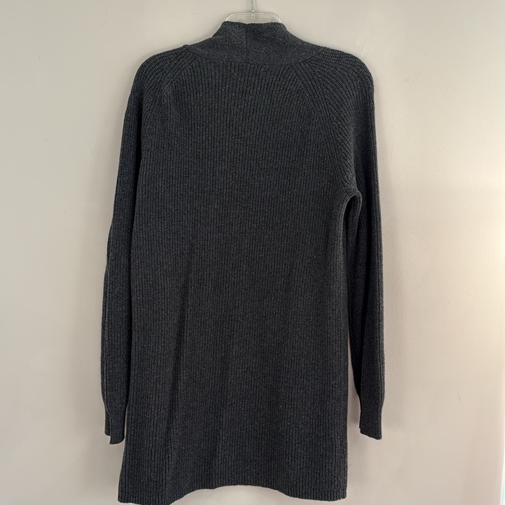 NWT LOFT Open Front Dk. Charcoal Ribbed Cardigan - Size M - Picture 5 of 6